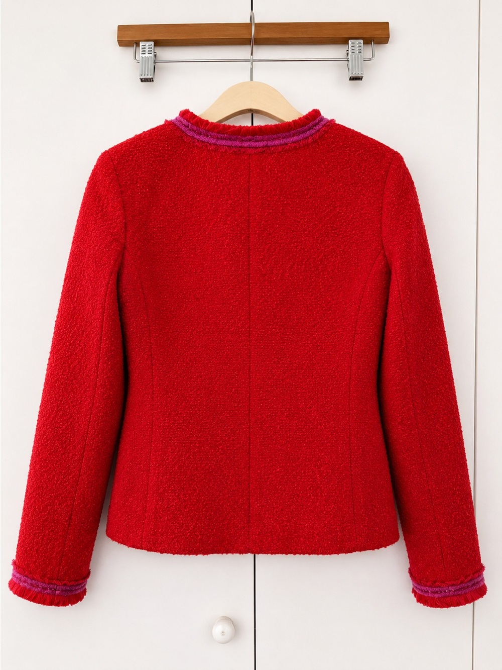 NWOT Talbots Red Tweed Jacket with Pink Trim and Gold Buttons - Picture 2 of 2